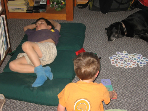 Faculty children and dogs had a long day
