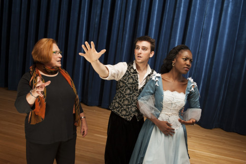 Susan McBerry rehearses with students in a theatrical Vocal Performance Workshop