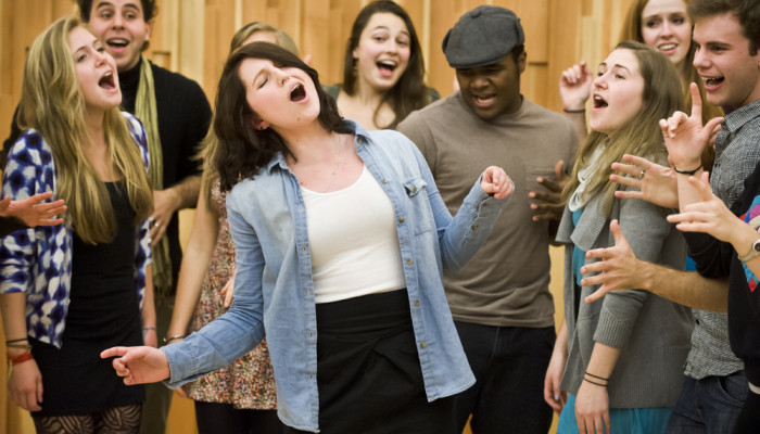 A Cappella students sing in the Diane Gregg Pavilion